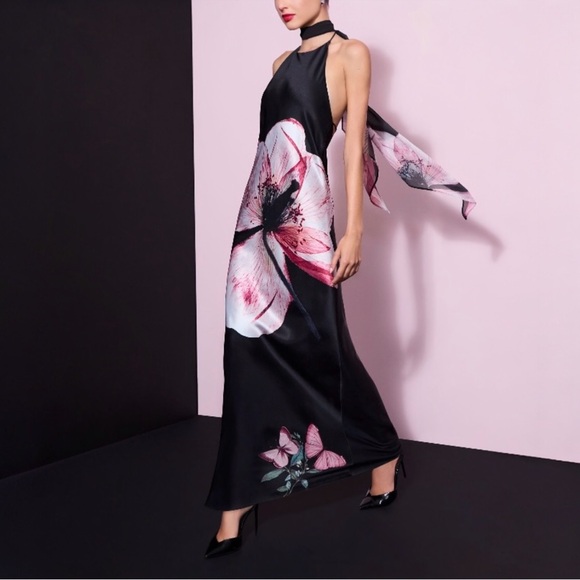 NWT Alice + Olivia Montana Tie Back Gown Maxi Dress Size 4 - Picture 4 of 10